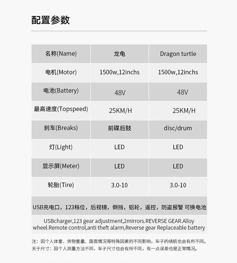 Foreign Trade Export of Dragon Turtle Electric Vehicles, Electric Scooters, Two-Seater Mobility Vehicles, Electric Motorcycles for Cross-Border Export