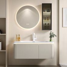 現代簡約可麗耐一體盆橡膠木浴室櫃組合洗手洗臉盆櫃衛生間洗漱台