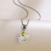 Marine crystal stainless steel, pendant heart-shaped, universal fashionable necklace, does not fade