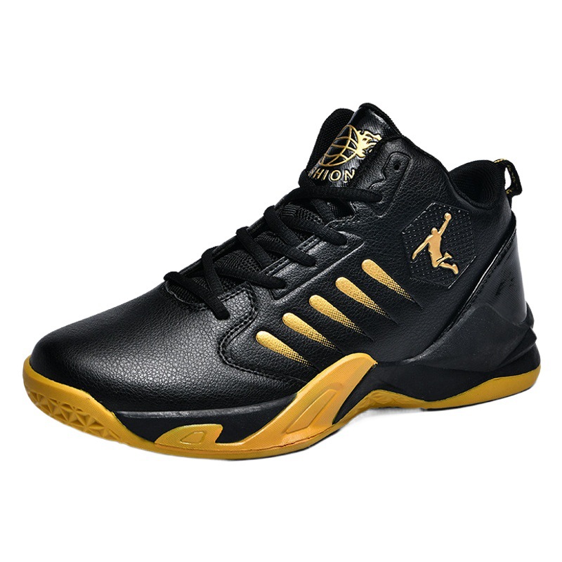 Putian zapatos de hombre zapatillas de baloncesto de combate superficie de cuero antideslizante amortiguador de choque zapatillas de deporte de estudiante de escuela media superior casual todo partido zapatos de moda