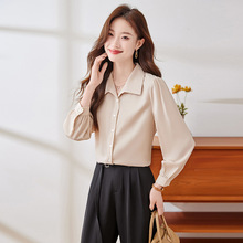 时尚气质长袖衬衫女早秋款2025秋季新款职业女士衬衣宽松百搭上衣
