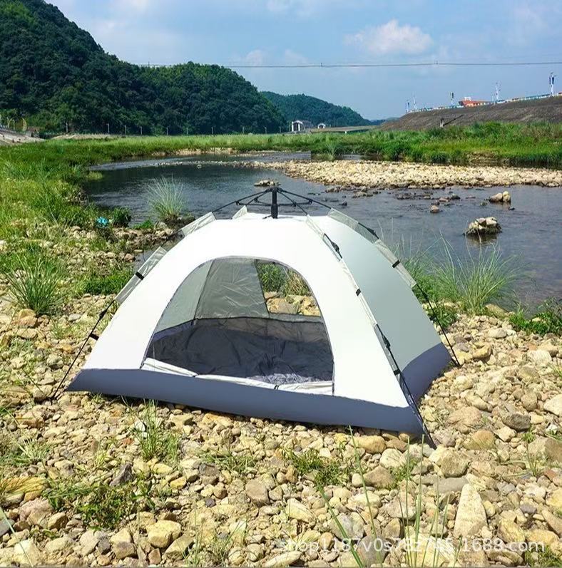 3～4人用旅行用二層式全自動テント、キャンプ用フルセット、アウトドア用二人用キャンプ、バーベキュー、自動クイックオープン|undefined