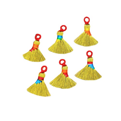 Hand-woven mini broom gold thread broom pendant keychain pendant bracelet semi-finished accessories wholesale