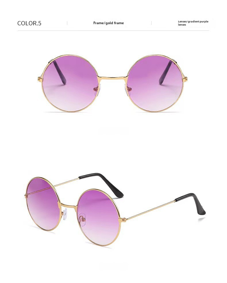 Retro Runde Metall Sonnenbrille Sonnenbrille Neue Unisex Flache Brille Farbe Marine Brille Großhandel_voghion.com