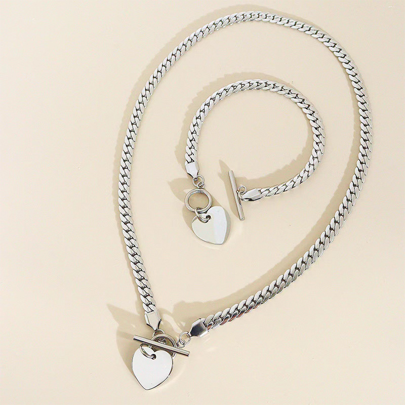 Fashion Heart Shape Stainless Steel Bracelets Necklace