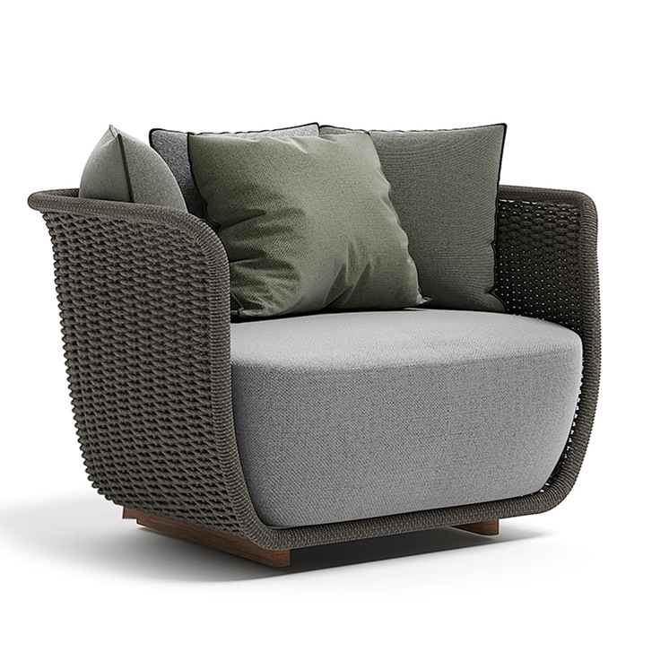 Sofá al aire libre simple nórdico patio jardín de caña trenzado ocio al aire libre mesa de té terraza combinación de muebles de comercio exterior