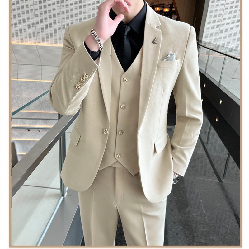西装三件套西服套装男休闲商务正装外套韩版修身伴郎新郎结婚礼服
