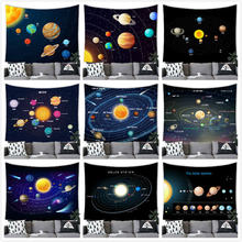 太阳星系九大行星跨境货源工厂磨毛布挂毯壁挂挂画来图G027