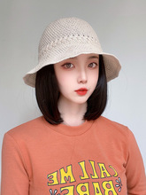 帽子女夏季假发一体式镂空渔夫帽短款直发时尚全头套帽子假发批发