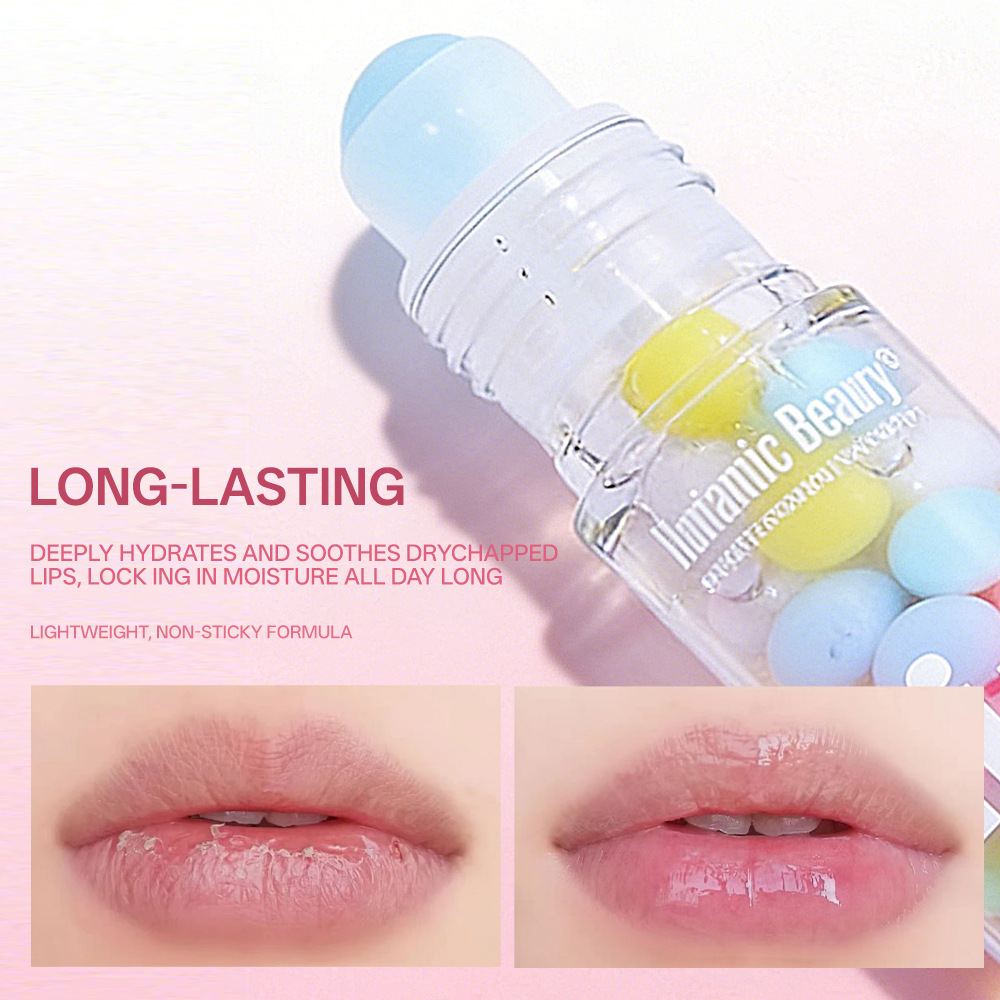 Transfronterizo bola lubrificante transparente humectante agua esmalte labial cuidado espejo boca agua humectante miel mujer