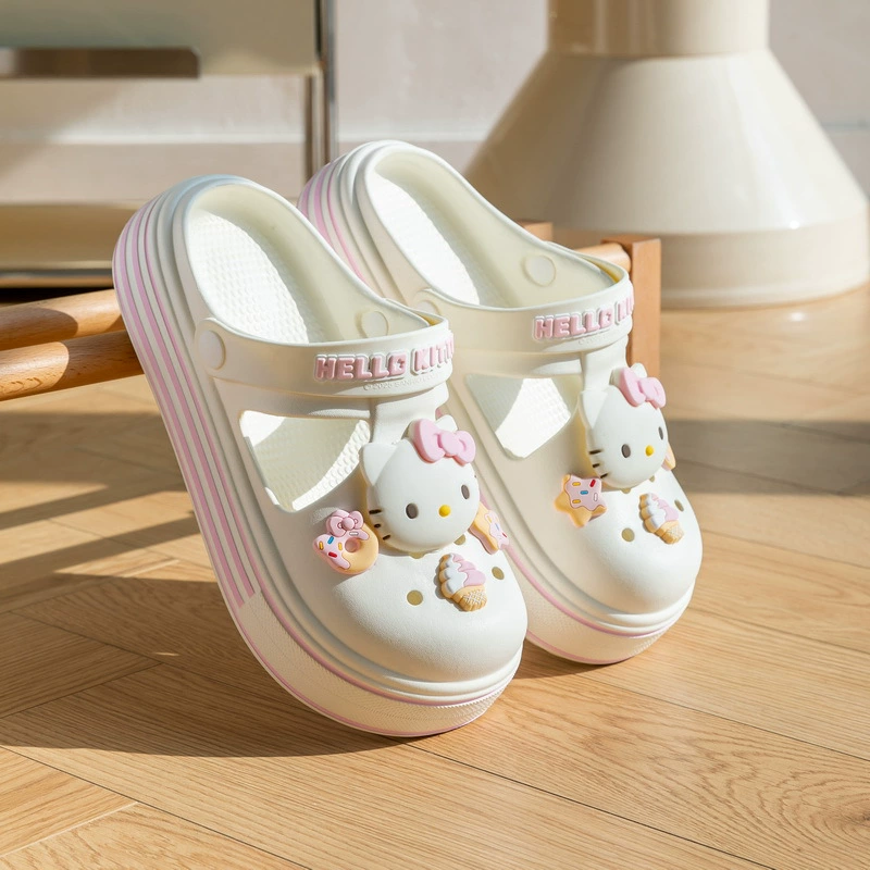 Hello Kitty, летняя пляжная обувь на платформе, детская горка, тапочки, сумка для обуви, семейный стиль