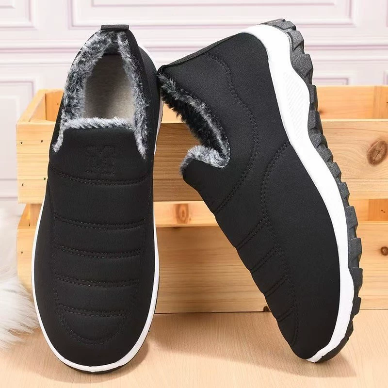 Плюшевые туфли Мужские зимние бархатные утолщенные теплые хлопчатобумажные туфли Мужские средние и пожилые кроссовки Мужские нескользкие удобные хлопковые туфли