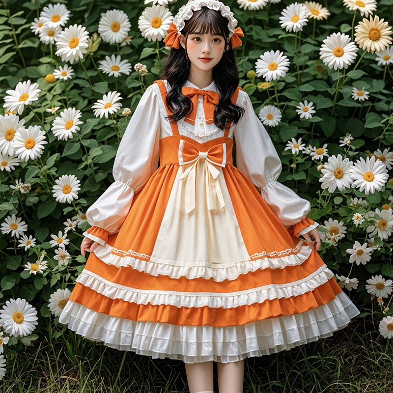 원래 디자인 로리타 작은 드레스 매일 원피스 맞춤형 하이 엔드 여성 의류 다크 브라운 공주 투투 원피스