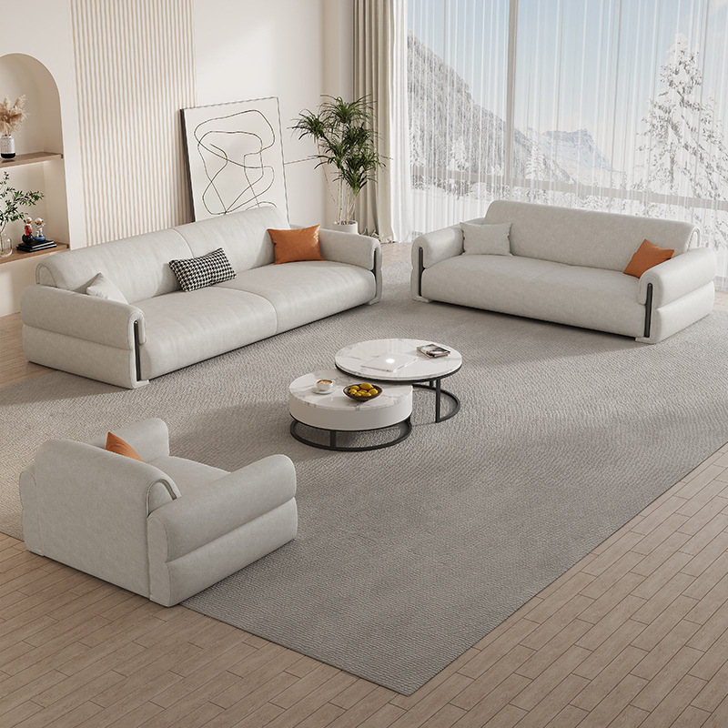Italian Light Luxury No-Washing Technology Cloth Sofa for Small Apartment Living Room Simple Modern Light Luxury Cloth Straight Floor-Standing Internet Celebrity