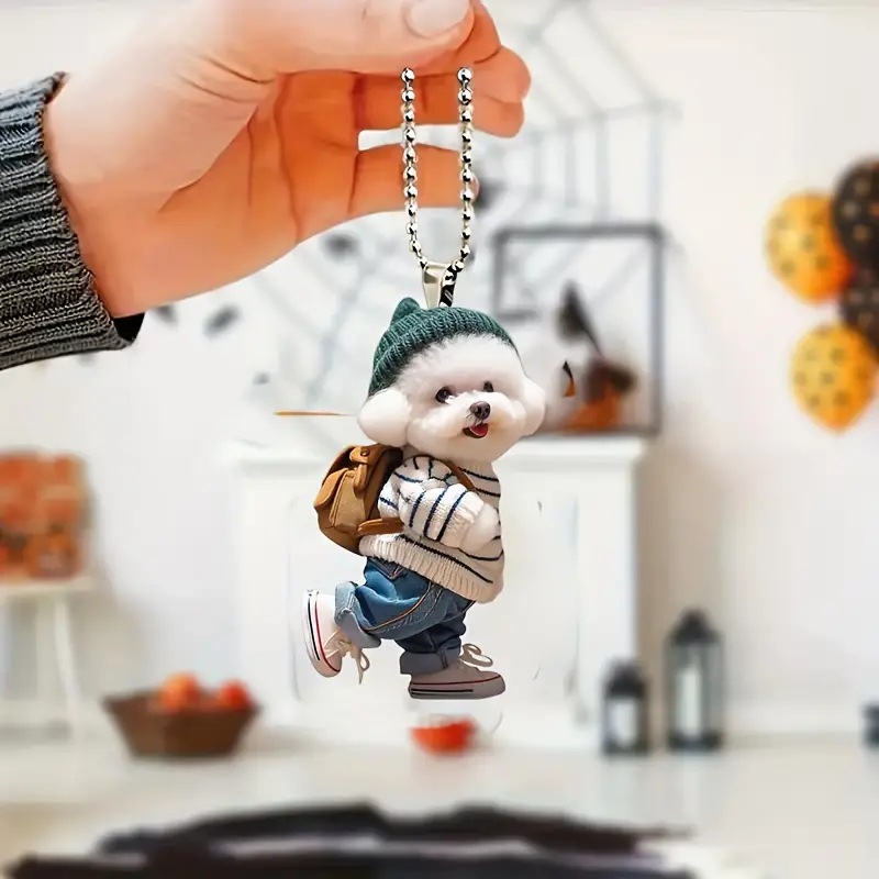 2024 nuevos productos transfronterizos creativos perros humanos mochila colgantes acrílicos colgantes de automóviles lindos llaveros de peluche
