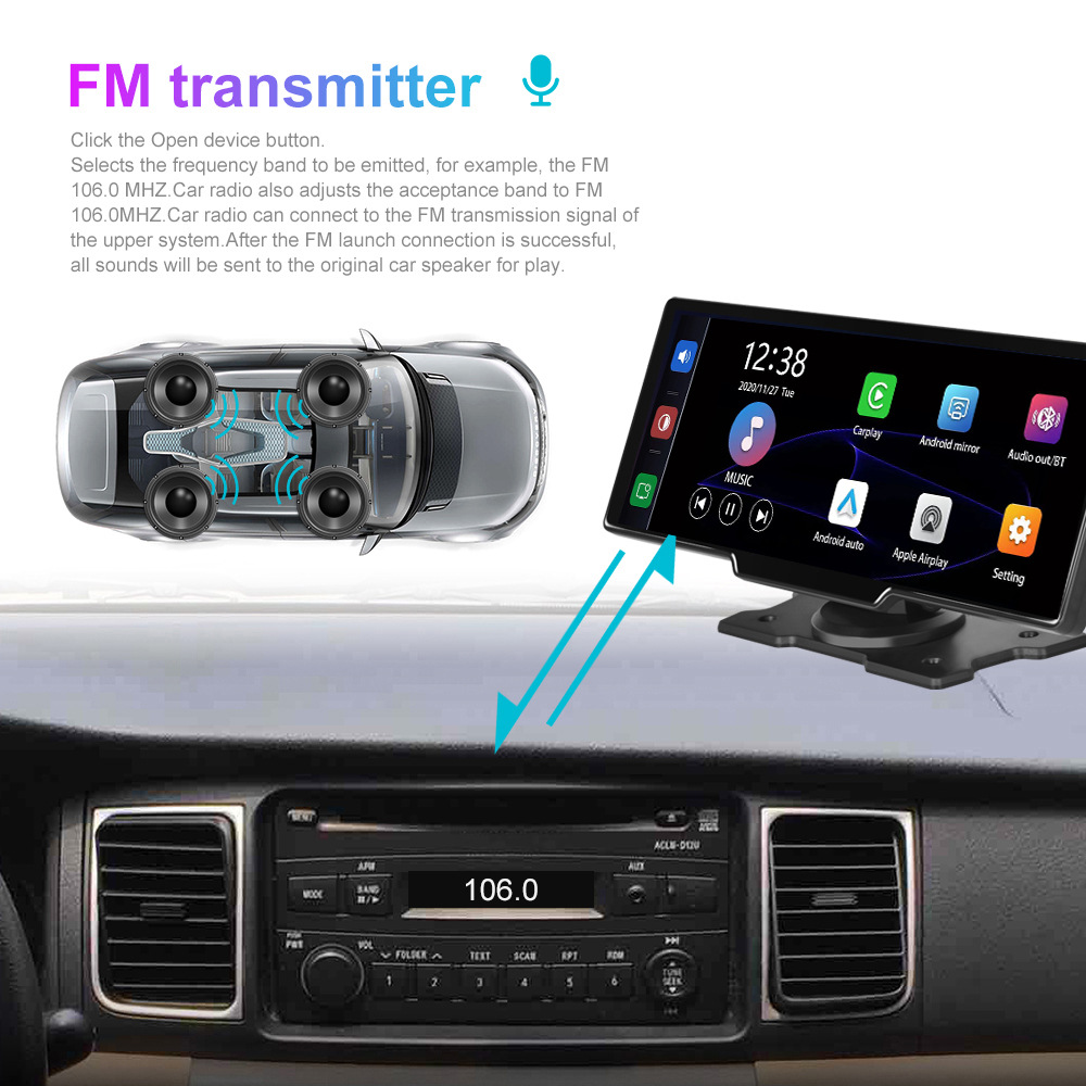 Cross-mirror e-commerce foreign trade 10.26 inch central control wireless Carplay Android Auto car smart screen Bluetooth car
