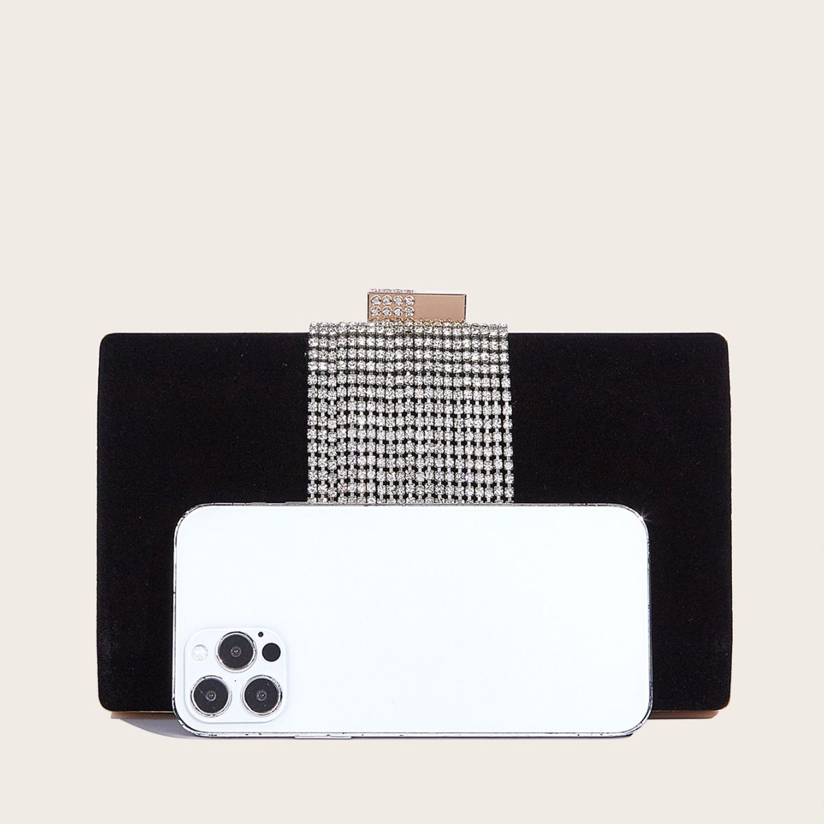 Black Red Dark Blue Corduroy Solid Color Square Evening Bags display picture 8