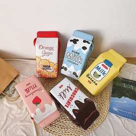 PU手机包单肩斜跨水果化妆包大容量可爱卡通创意斜挎包牛奶盒子包
