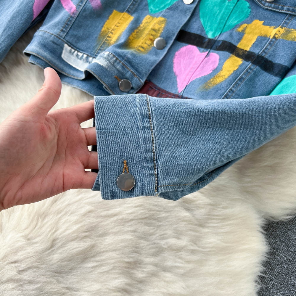 Women's Clothing Fashionable and stylish two piece suit for women autumn printed long sleeved denim outerwear_voghion.com