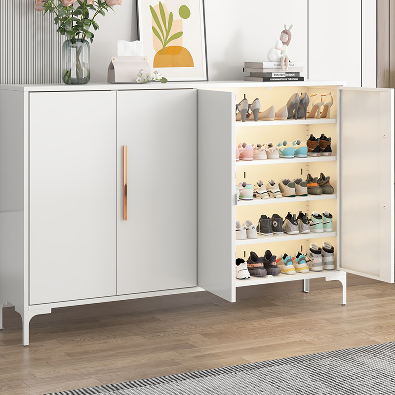 Steel Iron Door Shoe Cabinet New Popular Model for Home Entrance Hallway Entrance Iron Storage Cabinet Integrated Against the Wall