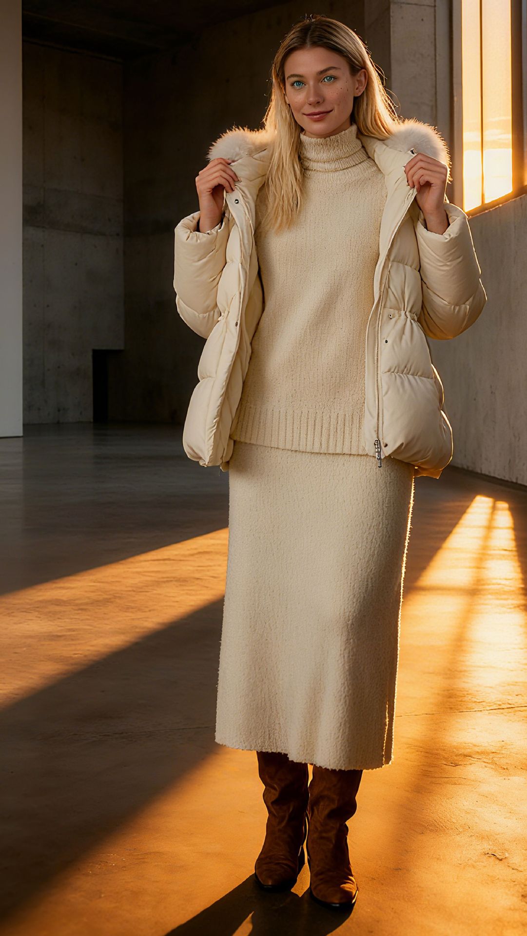 New Simple Drawstring Duck Hooded Winter Coat With Fur Collar Thickened Slimming Down Jacket_voghion.com