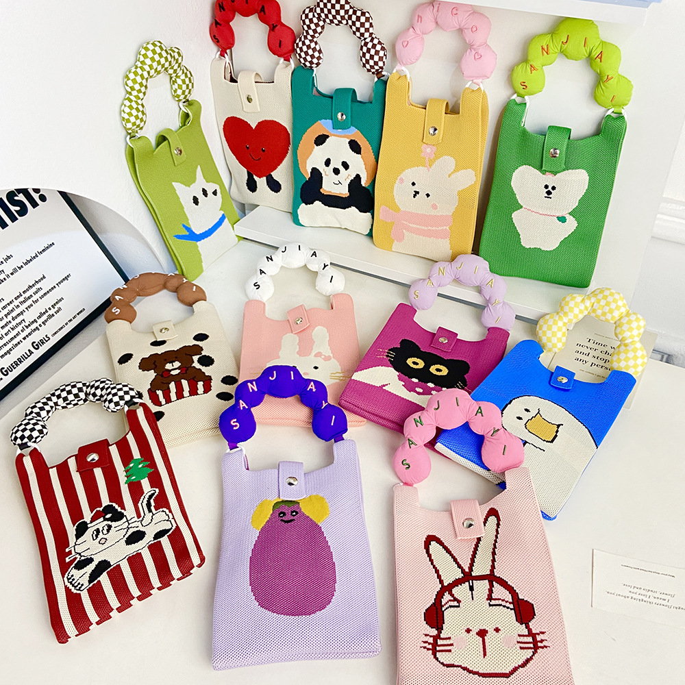 Knitted cute cartoon card holder