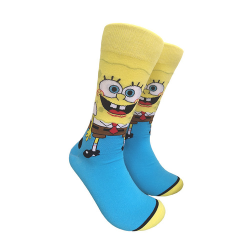 Amazon's new cross-border supply cartoon ins trendy socks SpongeBob pie big stars movies men and women's middle tube