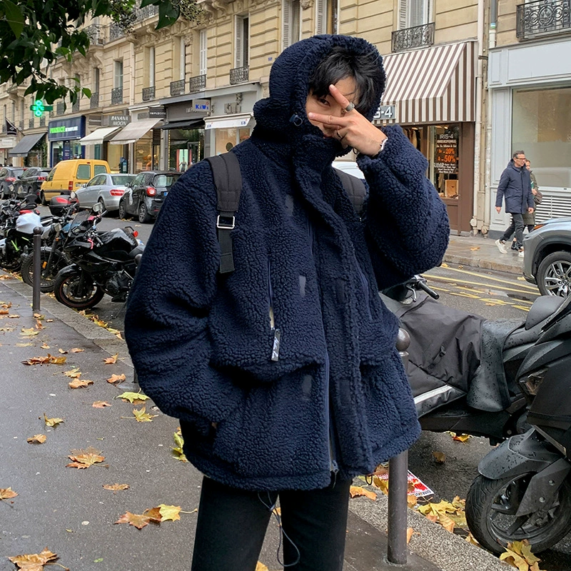 Мужская зимняя утепленная флисовая куртка из овечьей кожи MYQ с хлопковой подкладкой, свободная модная Корейская куртка с хлопковой подкладкой, универсальная куртка с хлопковой подкладкой