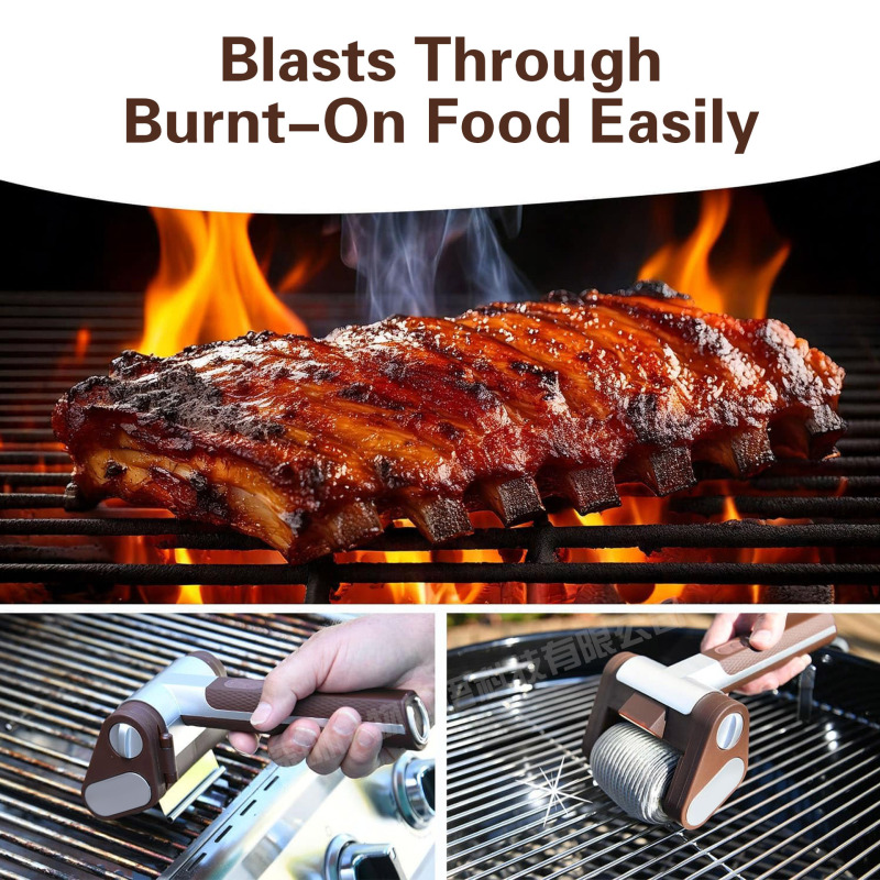 2025 充電式 304 ステンレス鋼ローラー BBQ ブラシ LED ライト付きブラシフリー除去クリーニング食品グレードのステンレス鋼|undefined