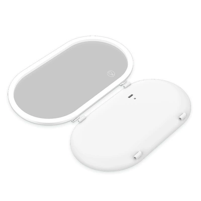 New car sun visor LED makeup mirror stepless dimming Macaron color car co-pilot with light makeup mirror (Sun visor rearview mirror) - white