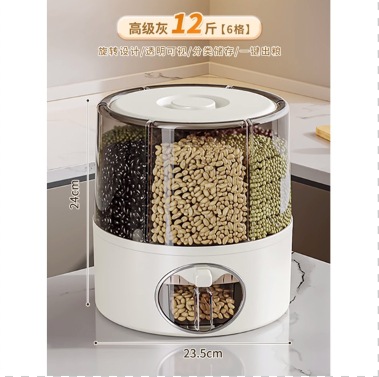 Caja de almacenamiento de granos integrales, cubo de arroz giratorio separado, a prueba de insectos y a prueba de humedad, sellado doméstico 2024 nueva caja de almacenamiento de arroz, tanque de arroz