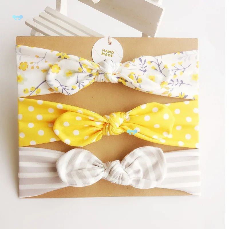 3pcs/lot Dot/stripe/Print Flower Cartoon Bow Elastic Headban|ms