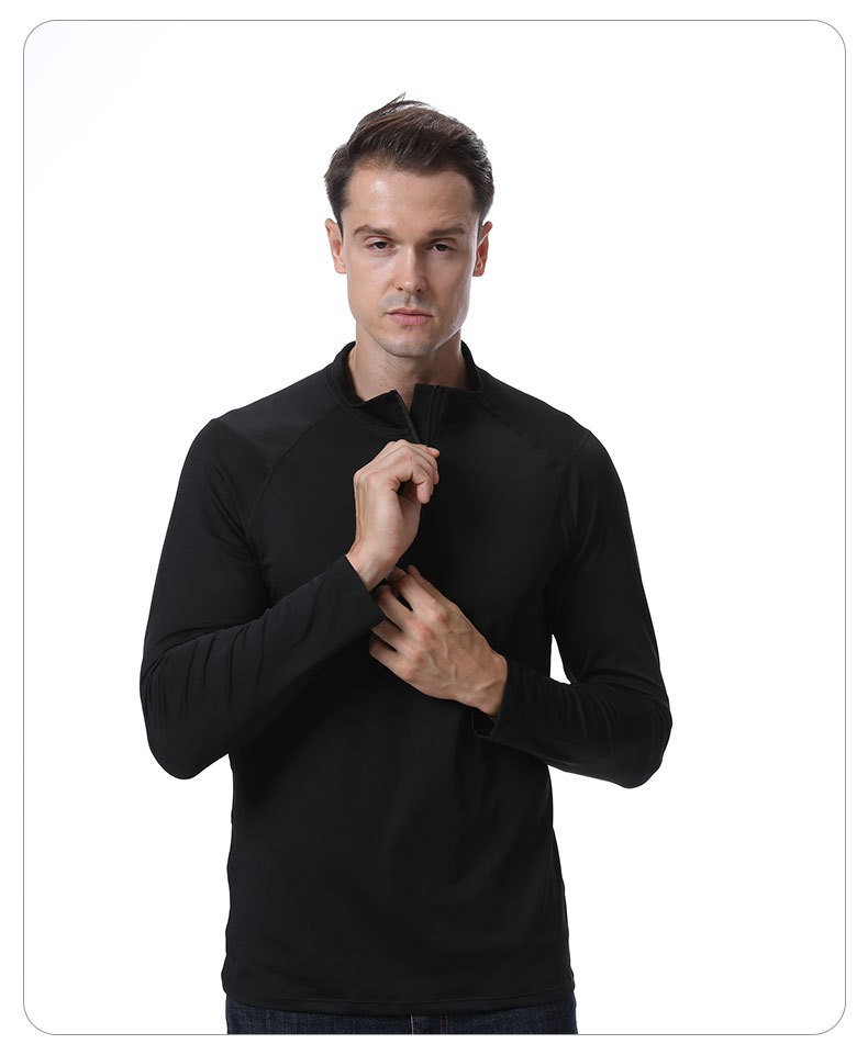 Men's Quick-drying Gym Top With Half-zip And High Neck_voghion.com