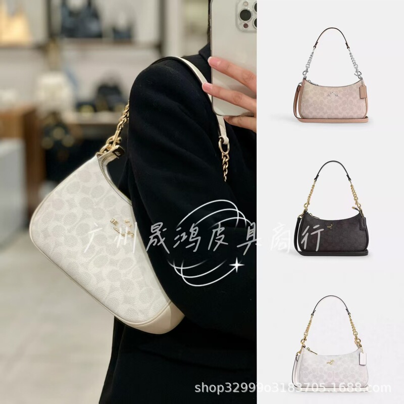 Kouc's Teri25 Underarm Bag Mini Crescent Bag Vintage Chain Mahjong Bag Printed Shoulder Bag for Women