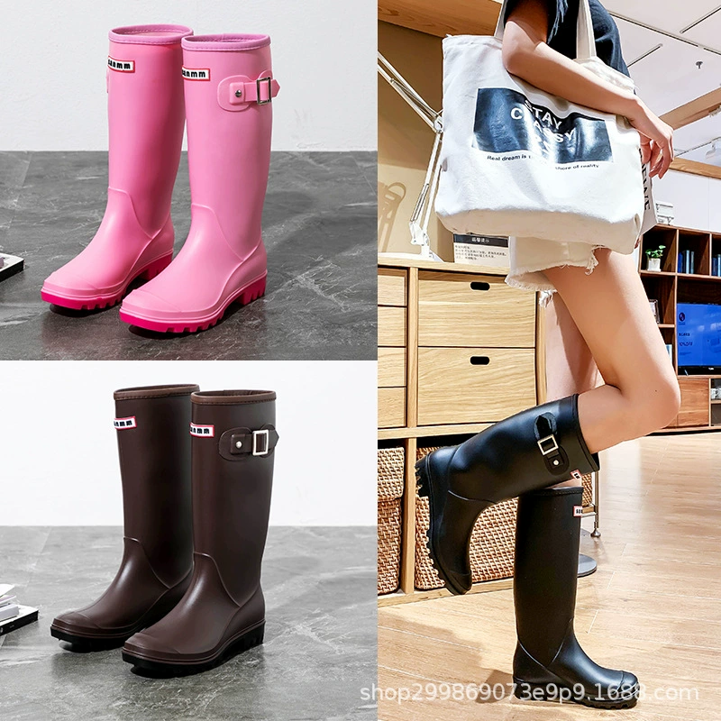 Корейская мода дождевые сапоги леди милые дождевые сапоги для взрослых высокая труба нескользящие водяные сапоги мойка воды обувь носить водонепроницаемые резиновые туфли