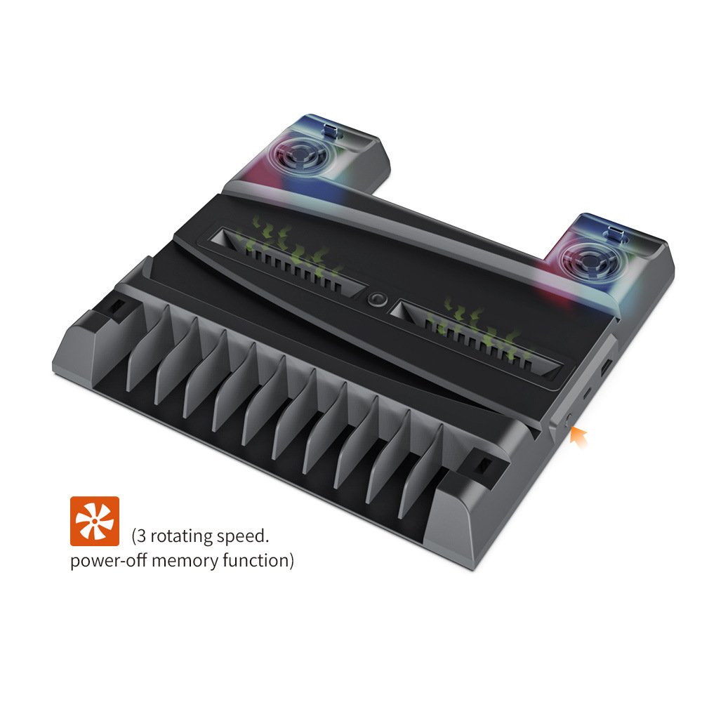 PS5 ventilador de refrigeración soporte asiento cargador PS5 host soporte de refrigeración base de la manija cargador doble todo-en-un almacenamiento rack