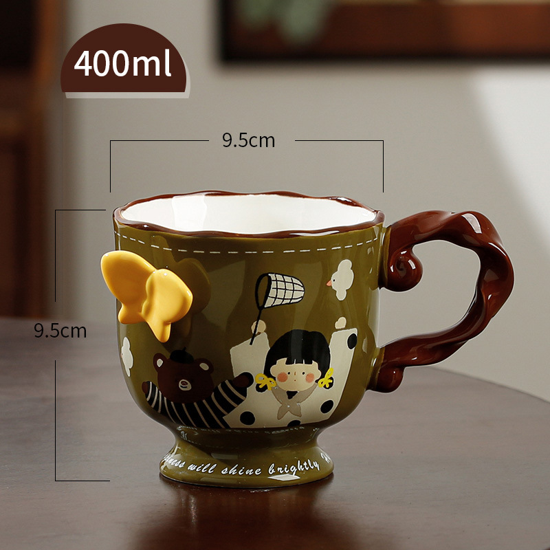 Taza de mariposa creativa Taza de cerámica de alta calidad Taza de café de recuerdo Taza de agua de oficina Taza de desayuno para el hogar