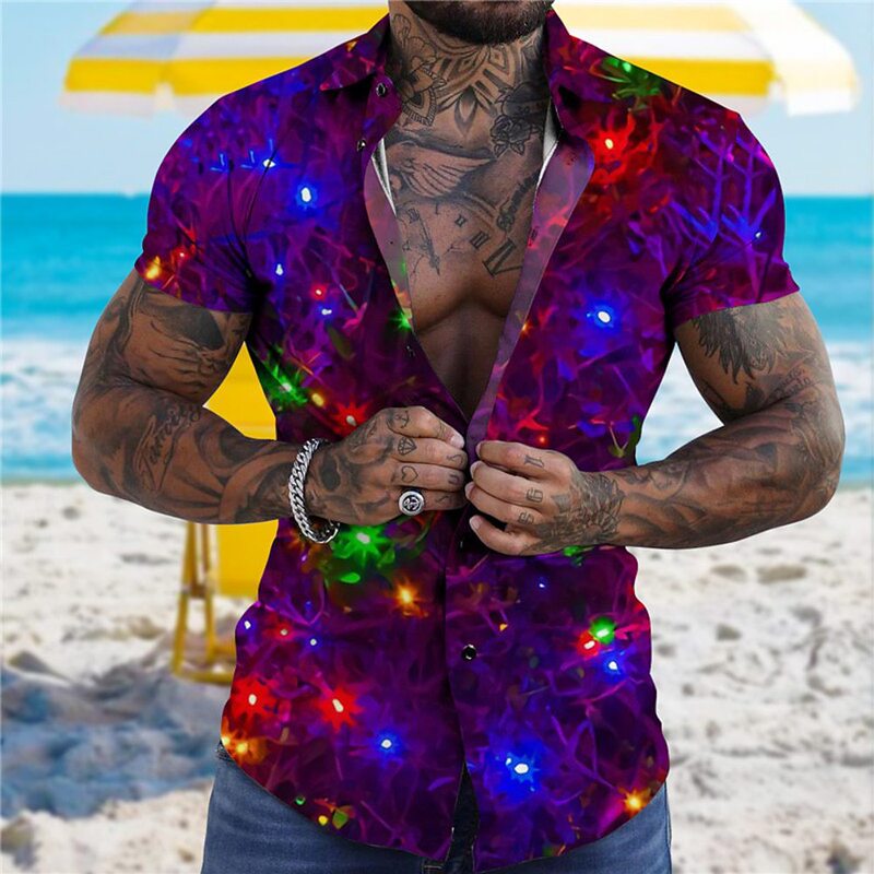 Summer Men's Shirt with Flamingo Pattern Print and Turn-Down Collar 3D Printed Shirt Summer Breathable Shirt for Men