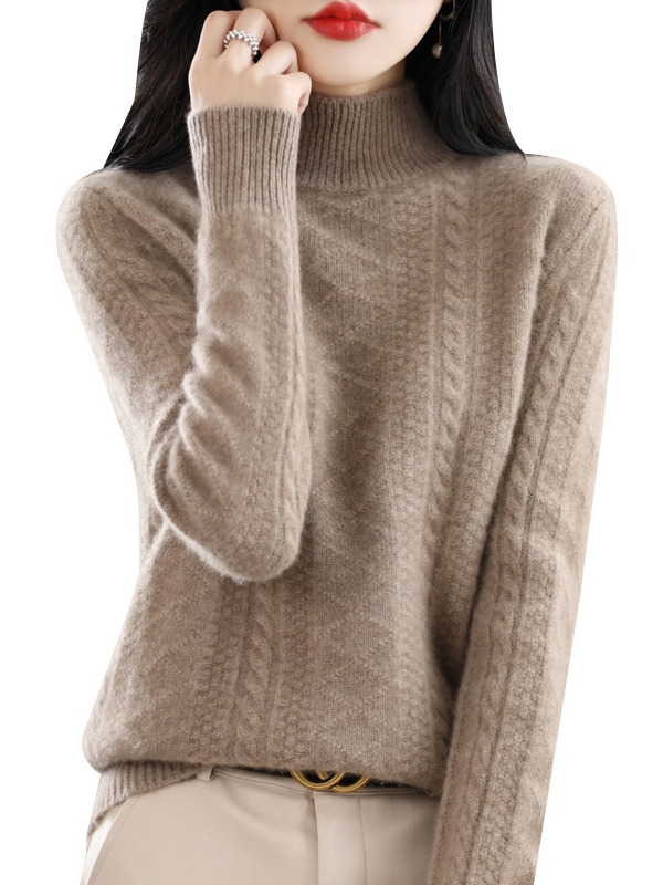 Seven-pin thickened half-old woolen sweater for women autumn and winter new skin-friendly warm cashmere sweater twisted all-match sweater
