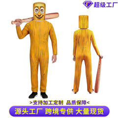 男孩女孩木棍人童装小孩子卡通大脑游戏角色扮演万圣节连身衣套装