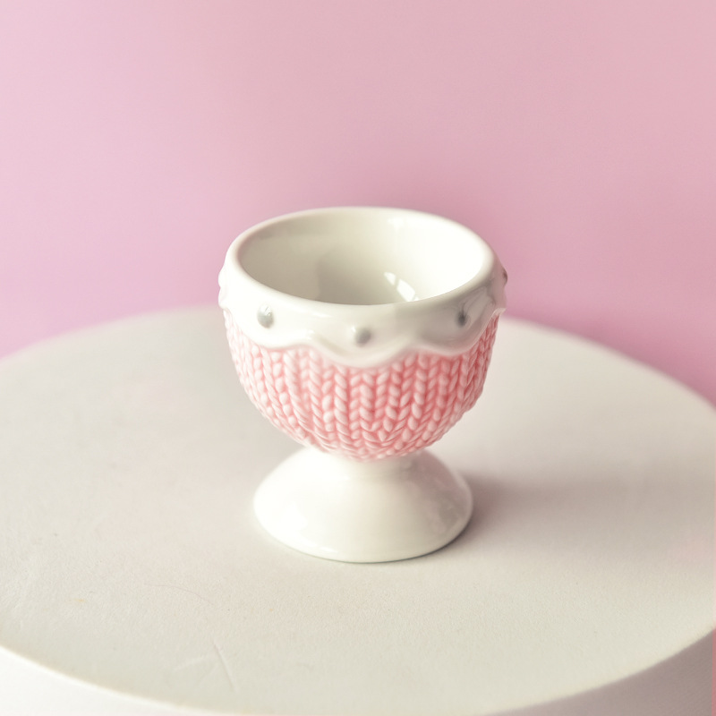 Desayuno de cerámica de estilo europeo taza de huevo mesa de comedor huevo estante titular Copa huevo al vapor estante titular
