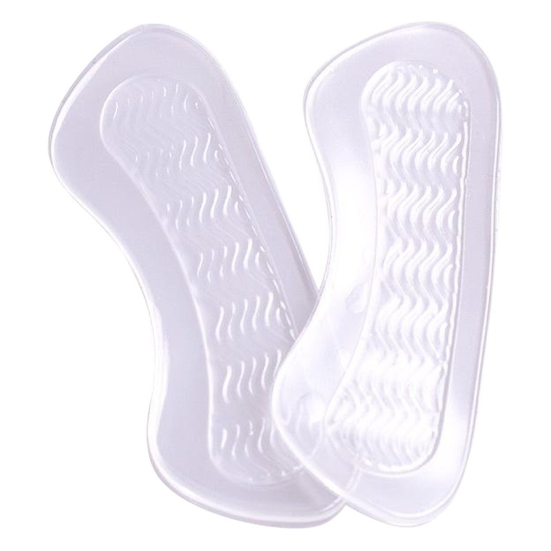 En stock suministro de pegatinas de tacón de silicona transparente mejora antidesgaste no-Talón antideslizante medio tamaño pegatinas de nuevo y zapatos de moda