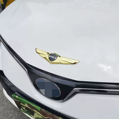 Special Kia Car Sticker K3: Car logo - kia-new-standard-gold-with-black-label-flying
