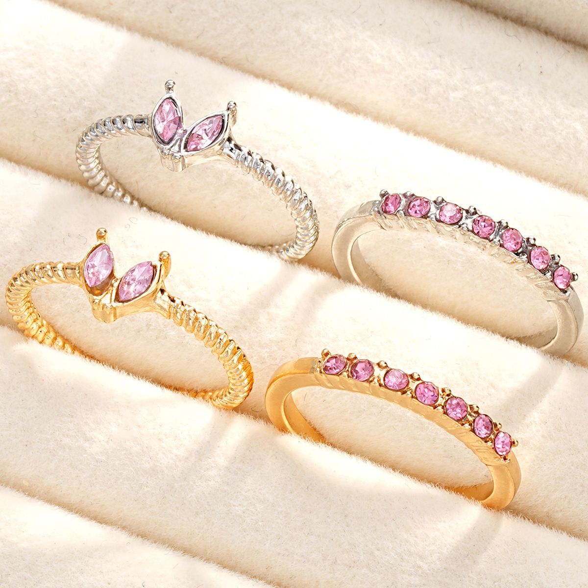 Minimalist Stackable Ring Set With Cubic Zirconia For Women_voghion.com