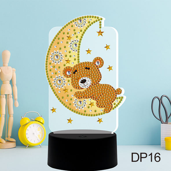 Fábrica directa pintura de diamante perimetral perforado a mano colorido recarga de forma especial placa de lámpara 5D modelado de lámpara de noche personalizado