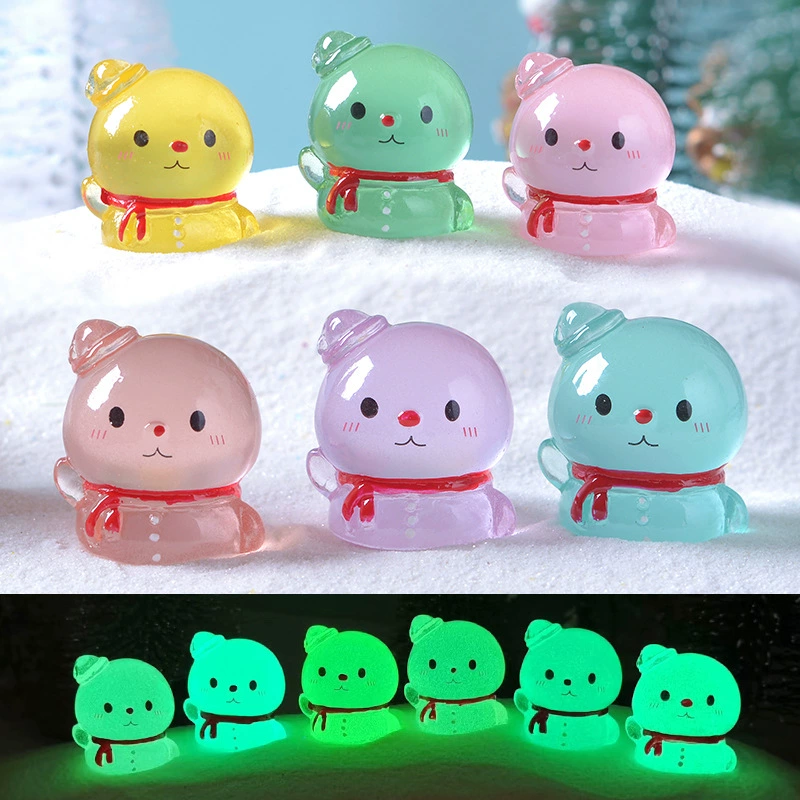 Рождество Новый светящийся милый снеговик с большой головой микро пейзаж Снежный пейзаж маленькие украшения прозрачный снеговик DIY маленькие аксессуары