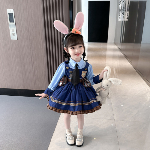 Lolita Princess Dress for Girls, Judy Rabbit Police Officer Children's Dress, Autumn Baby Birthday Dress, Ball Gown Dress