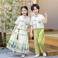 漢服男童套裝女童馬面裙夏季兒童國風唐裝寶寶薄款中式改良演出服