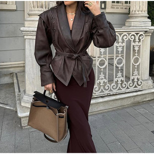 Real Shot-Fashion Lapel Lace Long Sleeve Jacket Coat 2024 Autumn and Winter Cross-border Women's Street Personality Coat