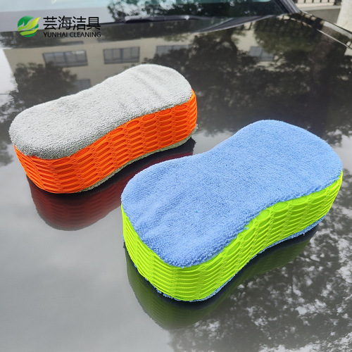 Water-absorbent high-density 8-character double-sided sponge car cleaning sponge car cleaning supplies mesh car wash sponge wholesale